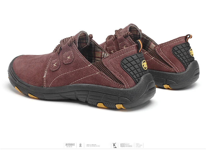 Comfortable Men Sneakers Leather Casual Men Shoes Outdoor Wear-Resistant Suede Leather Walking Shoes Man Breathable Work Shoes