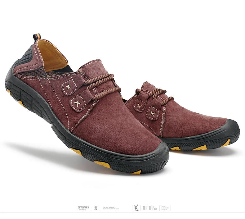 Comfortable Men Sneakers Leather Casual Men Shoes Outdoor Wear-Resistant Suede Leather Walking Shoes Man Breathable Work Shoes