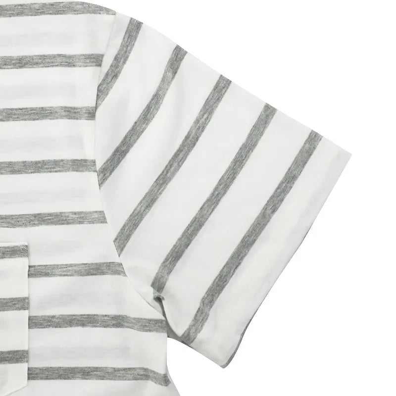 New Summer Style Men's Fashionable Casual Striped Short-sleeved Top Men's Round Neck T-shirt