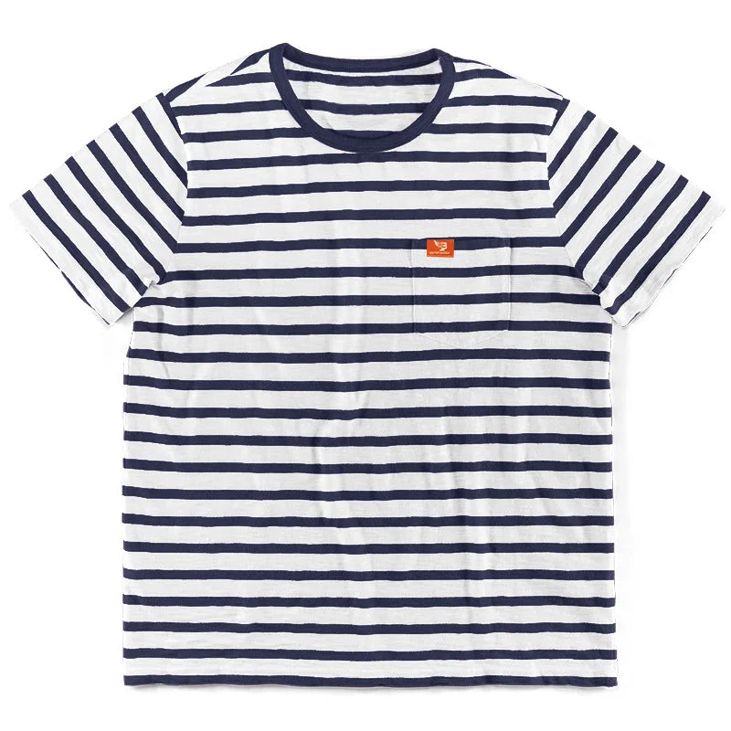 New Summer Style Men's Fashionable Casual Striped Short-sleeved Top Men's Round Neck T-shirt