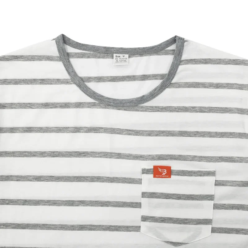 New Summer Style Men's Fashionable Casual Striped Short-sleeved Top Men's Round Neck T-shirt