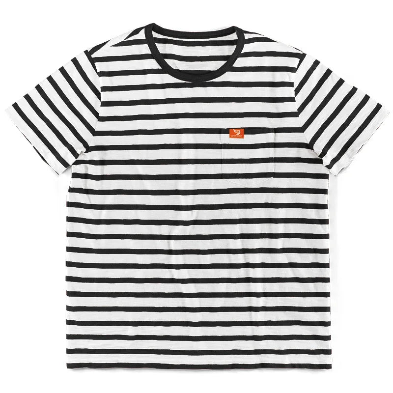 New Summer Style Men's Fashionable Casual Striped Short-sleeved Top Men's Round Neck T-shirt