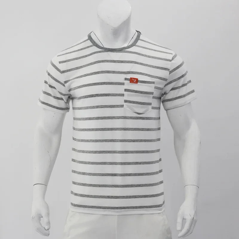 New Summer Style Men's Fashionable Casual Striped Short-sleeved Top Men's Round Neck T-shirt